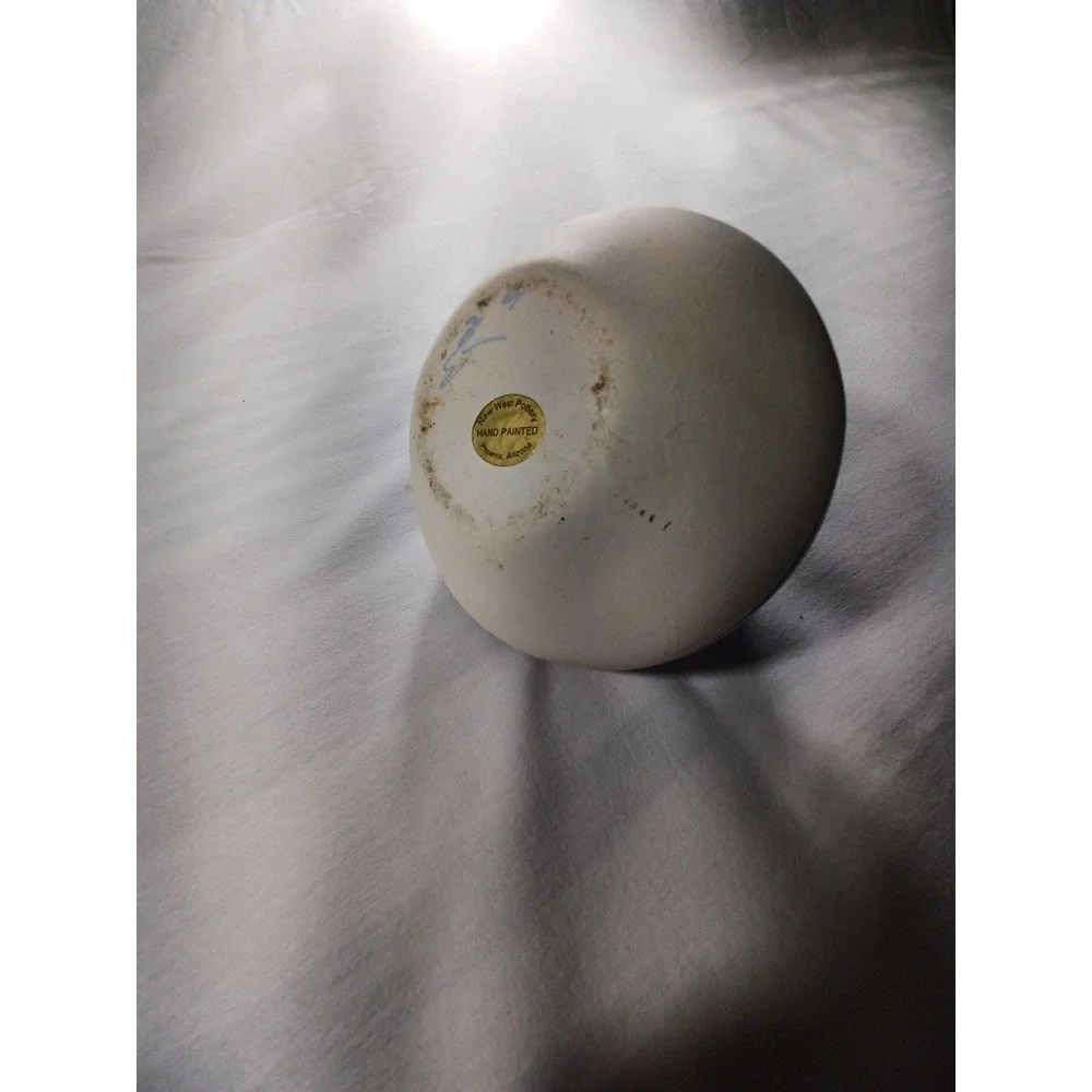 New West Pottery Hand Painted Double Spout Wedding Vase Southwest Blue Arizona - Picture 5 of 7